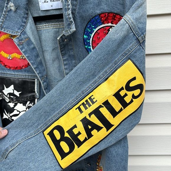 MA CHERIE MEN’S/LADIES DENIM JACKET GRATEFUL DEAD-AC/DC-RHCP-ROLLING STONES-M - Picture 5 of 10